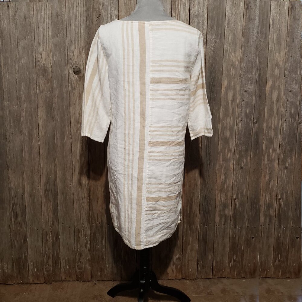 Soft Surroundings M Dress Calypso Breeze Linen Pockets Shift Minimalist Coastal - Picture 4 of 6
